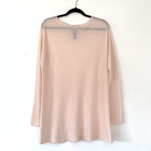 Eileen Fisher Size S/P Light Pink Sheer Wool Long Sleeve Sweater Knit Top - Picture 2 of 4